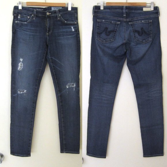 AG Adriano Goldschmied The Super Skinny Legging Ankle Distressed Jeans 29R - Picture 1 of 9